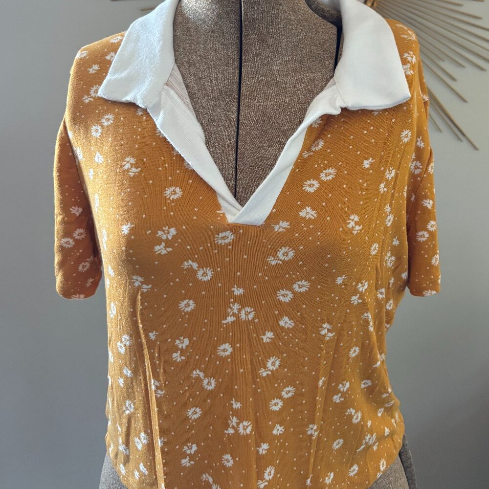 Yellow 70's Style Collared Jersey Shirt